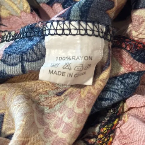 Jaase Bell Hippie Sleeve Pink Blue Floral Boho Hippie Top/Blouse Size Medium