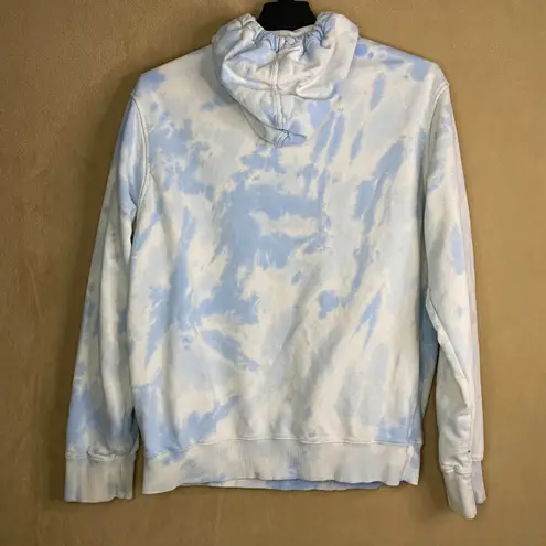 U.S. Polo Assn. Tie Dye Hoodie Sweatshirt Unisex Pullover Light Blue White Sz L EUC