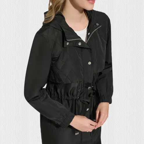Calvin Klein NWT‎ Black  Fashion Anorak Trench Coat Sz Small - Image 3