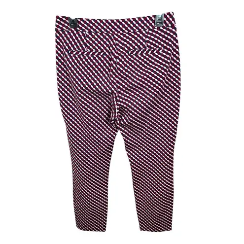 Boden Hampshire Red Geometricā Print Ponte Knit Ankle Crop Pants Teacher Spring Size 8