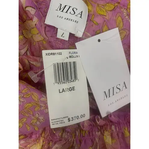 MISA Los Angeles NWT Lilian Split-Neck Floral Ruffle Mini Dress Size Large