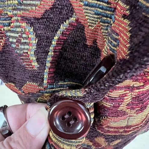 Chadwick's Vintage Size 4P Petite Tapestry Blazer Jacket Floral Print Button Up