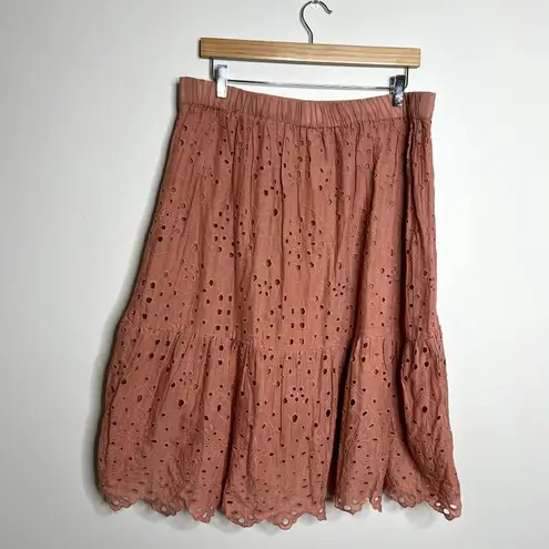 Ultra Pink Eyelet Embroidered Ruffle Skirt