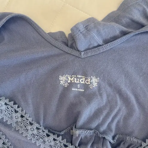 Mudd  Y2K Blue Sleeveless Lace Trim Top Sz S