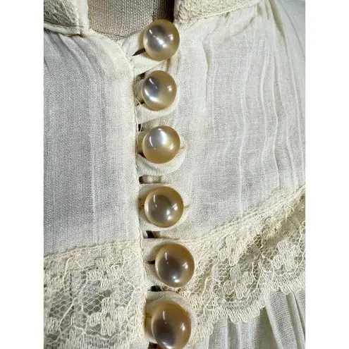 VTG 1970s Ivory Gauze Lace Blouse + Skirt Set Gunne Sax Style Romantic Sz M 11