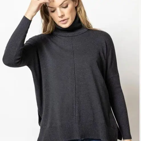 Lilla P Women's Turtleneck Sweater Gray Size S Modal/Silk