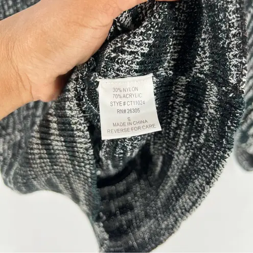 Lumiere Size S Multicolor Lightweight Open Knit Ribbed Hem Batwing Sweater White