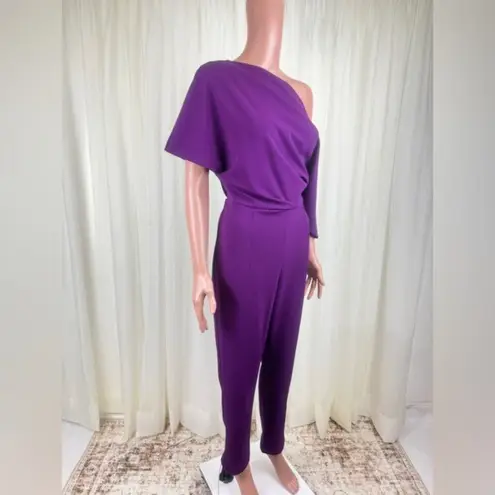 Alexia Admor NWT Draped One-Shoulder Jumpsuit Unitard Size Medium Plumtastic - Image 3