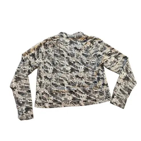 Spyder Active Woman's Half Zip Long Sleeve Knit Top Sz L Black White Gray