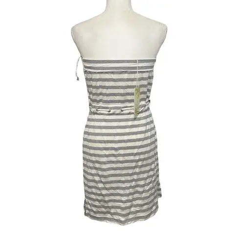 NWT Sandiva Heather Gray White Mini Dress Stripe Beach Coverup Pool Nautical New Size M