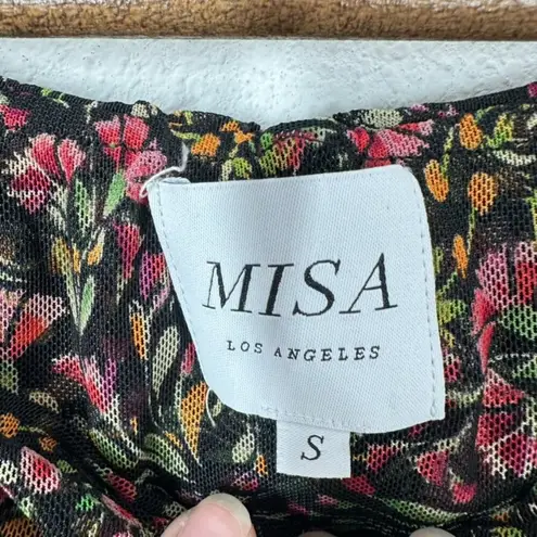 MISA Los Angeles MISA Los Angeles Size Small Black Floral Off the Shoulder Thong Bodysuit Chic