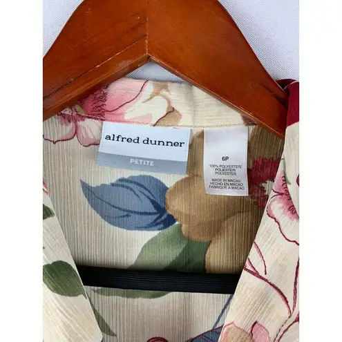 Alfred Dunner Floral Short Sleeve Blouse Womens Button-Up Top