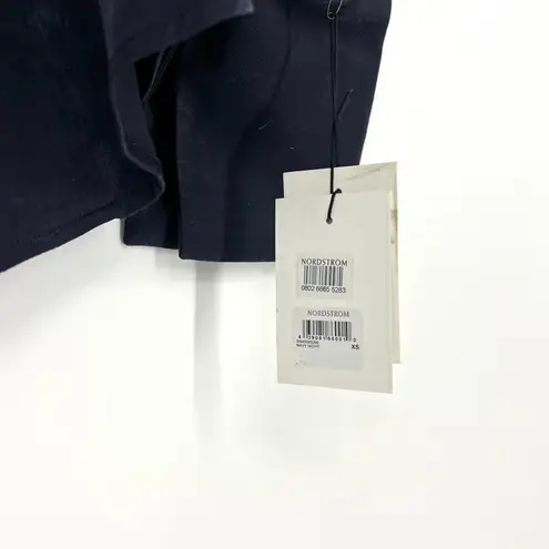 Something Navy Long Sleeve Wrap Front V-Neck Blouse Night Navy XS NWT