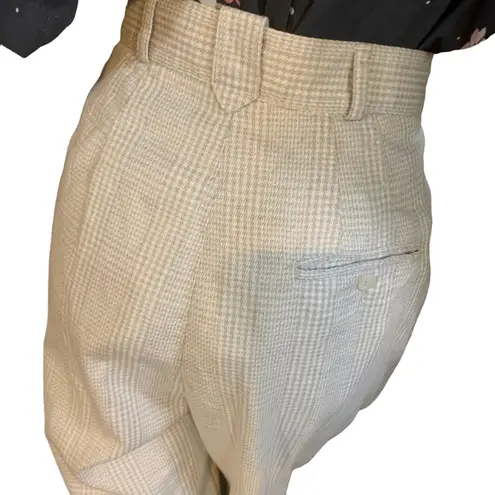 Liz Sport VINTAGE GRAY & OFF WHITE PLAID HIGH WAIST PLEATED TROUSERS (12)