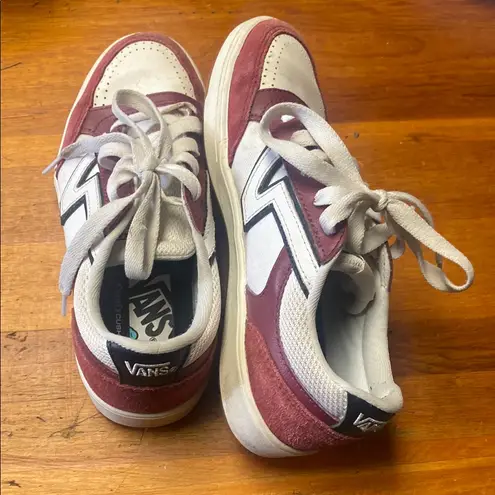 Vans  Classic White and Burgundy Sneakers