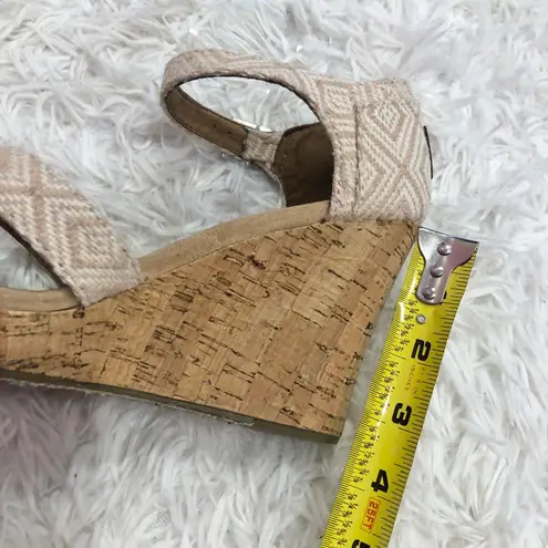 Toms Tom’s Sienna Cork Strappy Wedges Tan Nude 7.5