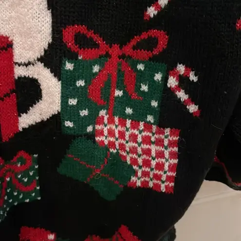 Vintage Adele Knitwear Ugly Christmas Sweater Bear With Gifts Candy Canes XL