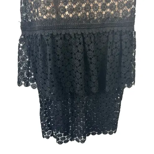 NBD  Dolores Midi Dress in Black Revolve Lace Nude Black Tiered X-Small XS