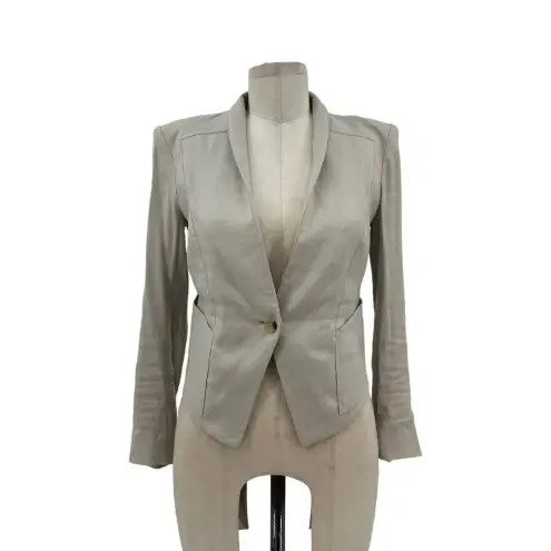 Helmut Lang Cropped Blazer Jacket in Aritfact Linen Blend Beige Size 2