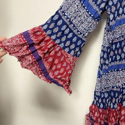 Velzera  Woman’s 2XL Red Tassel Tie Bohemian Bell Sleeve Mini Dress Boho Girl