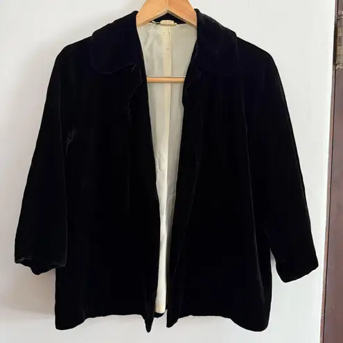 50s Vintage SORORITY HOUSE | Black Velvet 3/4 Sleeve Evening Jacket 12 / Large