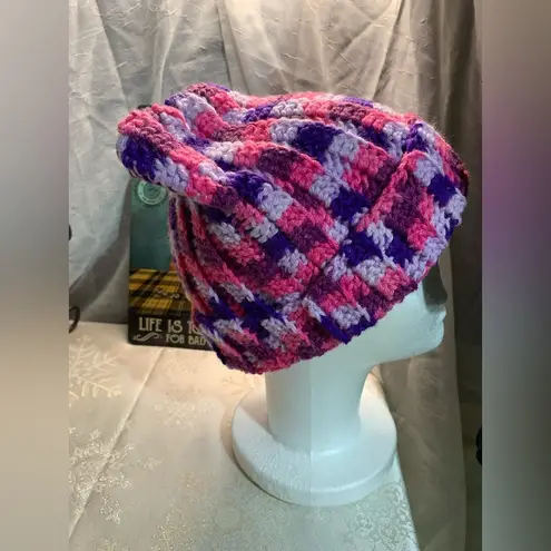 Handmade Pink Purple Cat Beanie