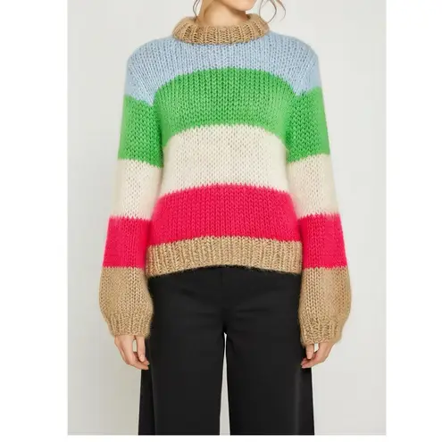 Ganni The Julliard Mohair Wool Knit Jumper, Color Block, Medium