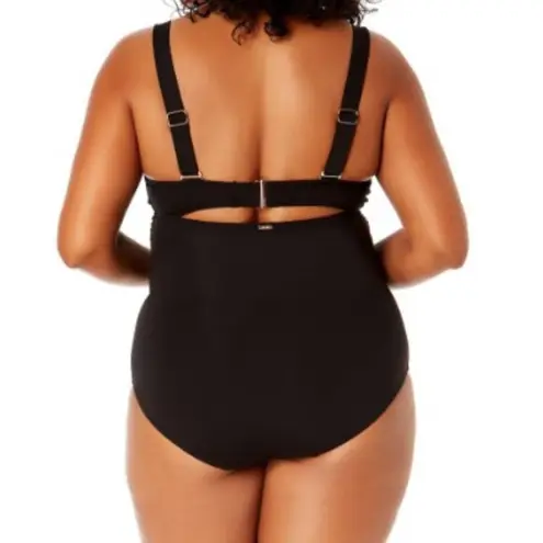 Anne cole Swimsuit Size 18W NWT Live In Color Black Plus Curvy One Piece Ruched