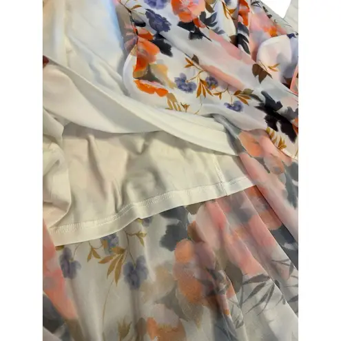 City Chic Ivory Floral Kennedy Wrap Dress - Size XL 22