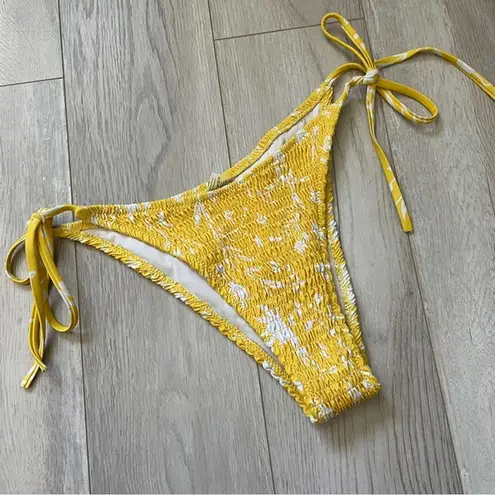 Kaikos Bikini Bottoms smocked cheeky side tie womens Yellow (medium) swim beach