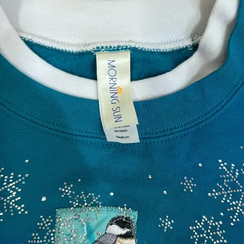 Vintage Christmas Sweatshirt MED. Pull Over Crewneck Sweat Shirt Grandma EUC Blue