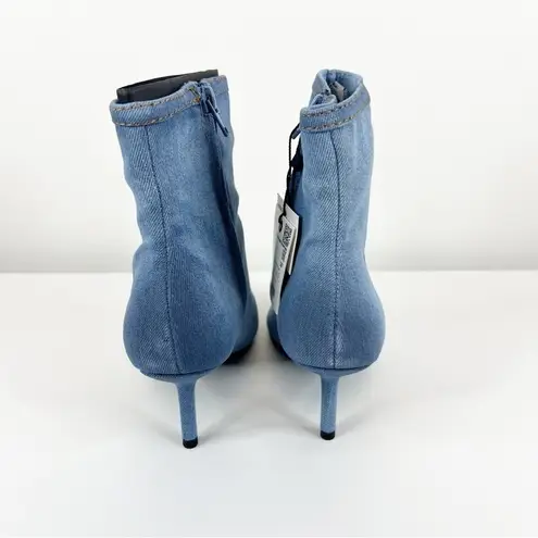 ZARA NWT  Denim Y2K Pointed Toe Ankle Zip Boots 7.5 Blue