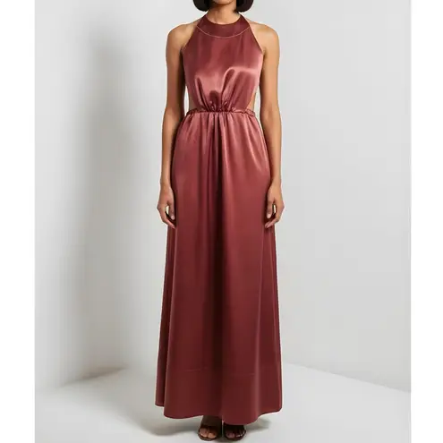 STAUD Sidney Halter Maxi Dress, Tawney Port, Medium