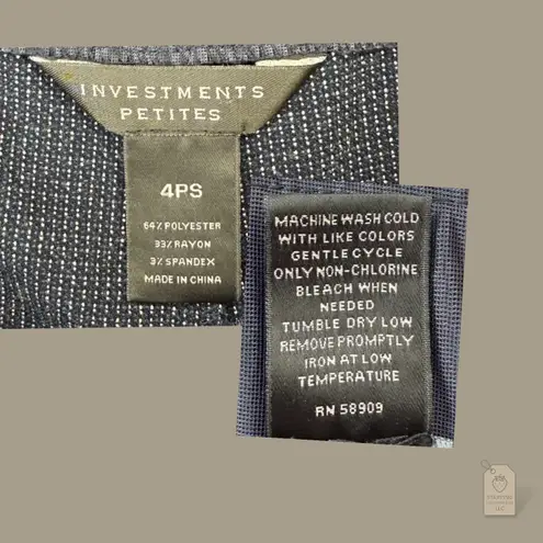 Investments Petites 4P Blue White Microdot Stretch Ankle Pants Work Career