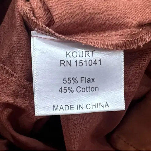 NWOT Kourt Rust Paperbag Waist Crop Pants Flax Cotton Blend Comfort Summer XS Orange - Image 6