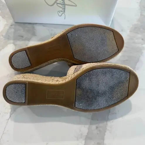 Studio Works Maddie Slide Espadrille Wedge Sandals Womens 8 Neutral Striped Band