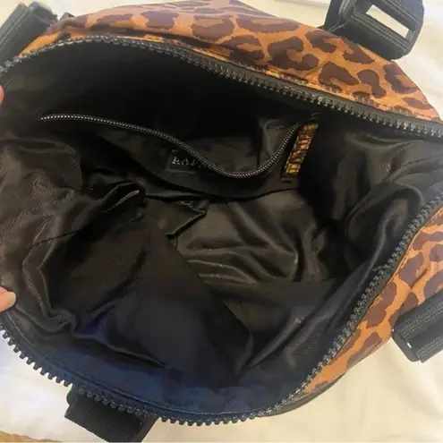 Ralph Lauren  Leopard Print Shoulder Bag Black Strap Zip Closure