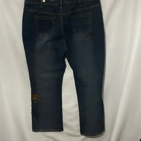 NWT WO SIZE 24 Petite DG2 by Diane Gilman Embroidered Denim Jeans Blue