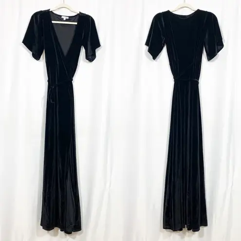 Baltic Born Meghan Velvet Wrap Maxi Dress: Black