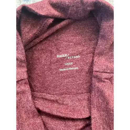 NWT! Daily Ritual Purple Heather Mock Neck Long Sleeve Top Small Purple