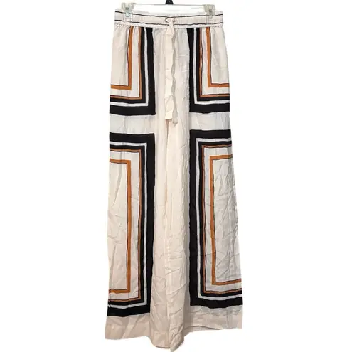 Zimmermann New Cream Black Draw Waist Silk Wide Leg Pants Trousers Size Small 1 - Image 5