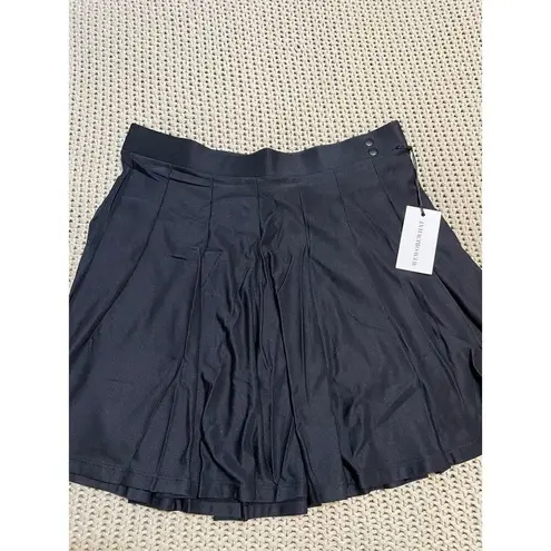 We Wore What  Womens NWT Black Pleated Tennis Skirt Size L shorts built in