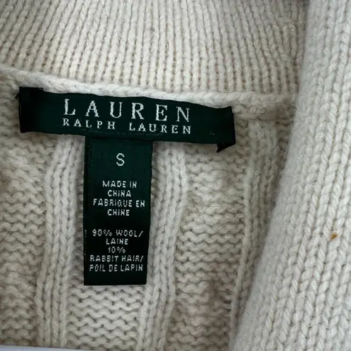Lauren Ralph S Cream Cable knit Cardigan Wool Knit Sweater Shawl Jacket Women's