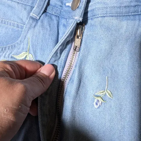 Vtg 1990s Together Blue Floral Embroidered High Rise Tapered Mom Jeans 10 NWT