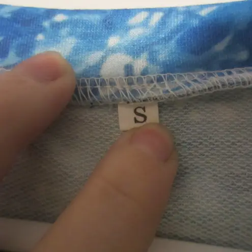 None Blue Agate Geode Crystal Print Long Sleeve Sweatshirt Women’s S