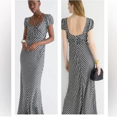 J.Crew NWT  collection neck tie gingham satin feel maxi dress