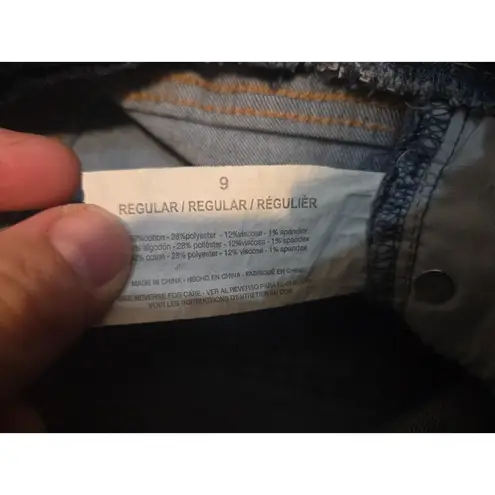 Energie Denim Bermuda Shorts, Distressed Raw Hem, Pull On Waist, Juniors Size 9