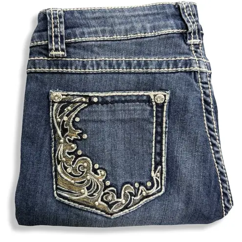 Reba Jeans Womens 8 Blue Bootcut Western Embroidered Rhinestone Stretch 30x30