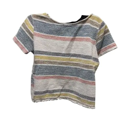 Green Envelope Women's Striped Short Sleeve Top Multicolor Size L Yellow Size L