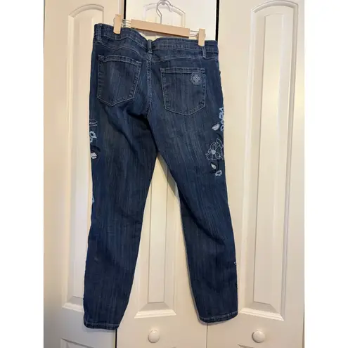 Laurie Felt Los Angeles Denim Jeans Embroidered Floral Design Women's 10 Blue